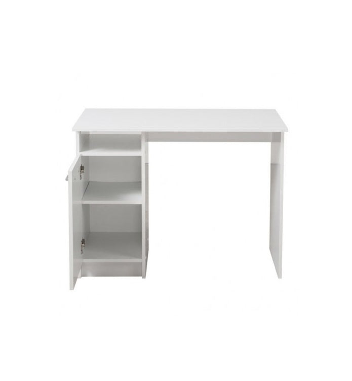 Birou calculator WHITE CLOUD idealSTORE, Dimensiuni 100 x 74.5 x 50 cm, Material PAL cu finisaj alb mat, prevazut cu raft, usa si 3 spatii pentru organizarea diferitelor articole si obiecte necesare, Culoare ALB