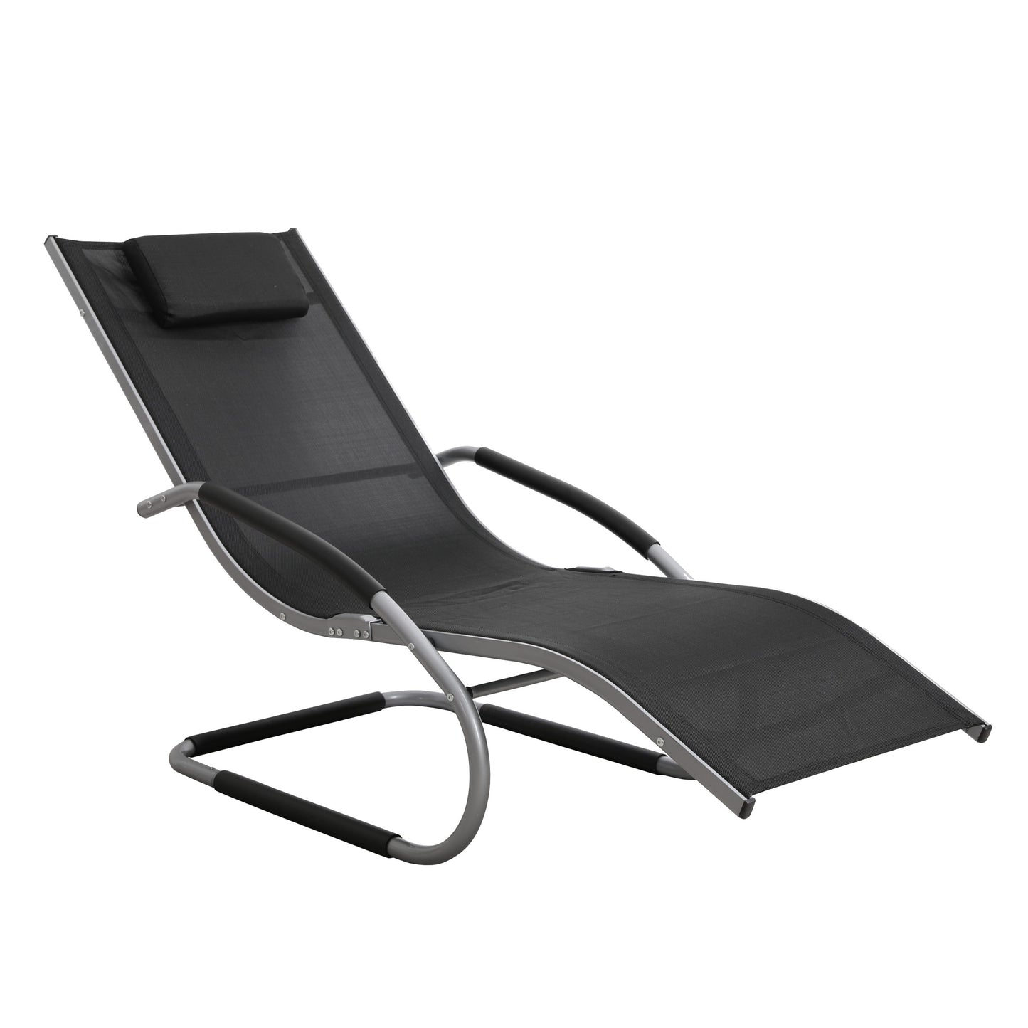 Sezlong plaja Relax 40199TB2, structura metal, negru, 152 x 62 x 89 cm
