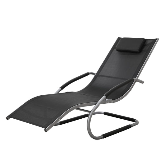 Sezlong plaja Relax 40199TB2, structura metal, negru, 152 x 62 x 89 cm