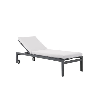 Sezlong Plaja idealStore, Spatar Reglabil, Inaltime Reglabila, Structura Aluminiu, Perna Poliester, Gri, 199x67.5x35.5/96 cm