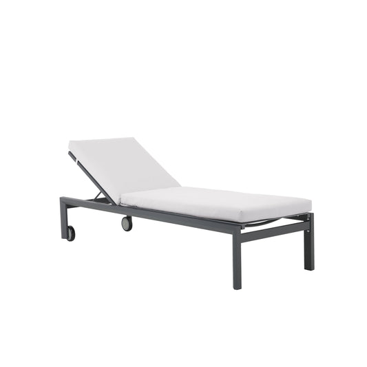 Sezlong Plaja idealStore, Spatar Reglabil, Inaltime Reglabila, Structura Aluminiu, Perna Poliester, Gri, 199x67.5x35.5/96 cm