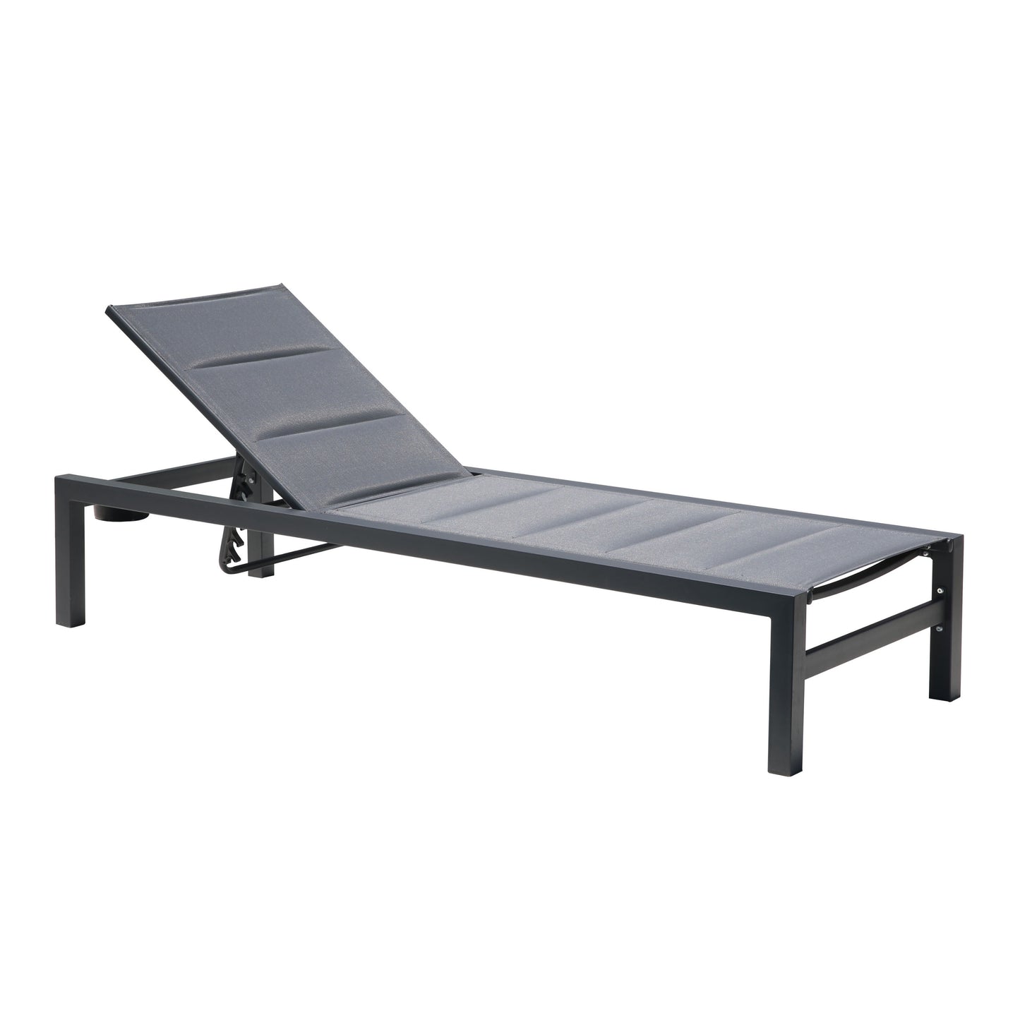 Sezlong plaja iMK, cu spatar reglabil, structura metal, gri 190 x 70 x 35 / 97 cm