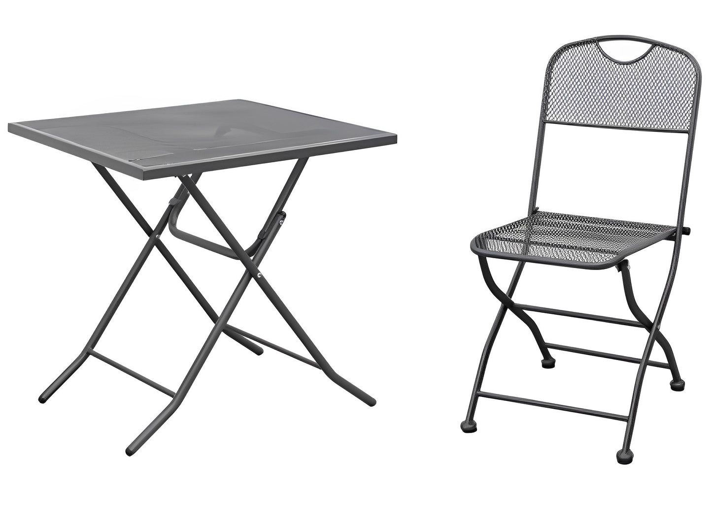 Set Masa Patrata, Plianta, cu 4 Scaune, pentru Gradina, Structura Metalica, Fabricata din Otel, Dimensiuni masa 70 x 70 x 70,5 cm, Ideala pentru Gradina, Balcon, Usor de Intretinut