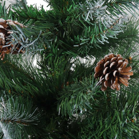 Brad artificial de Craciun IdealSTORE cu ramuri inghetate - conuri, 690 varfuri, verde + alb, 180 cm