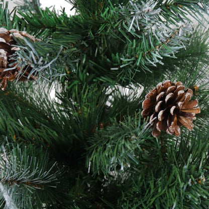 Brad artificial de Craciun IdealSTORE cu ramuri inghetate - conuri, 690 varfuri, verde + alb, 180 cm