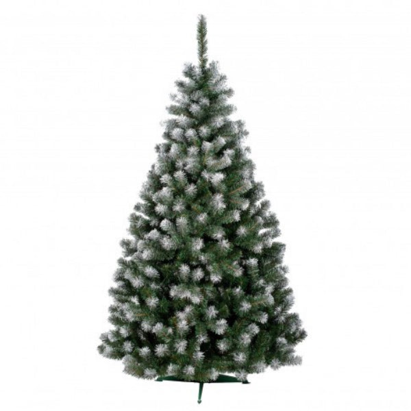 Brad artificial de Craciun IdealSTORE, cu varfuri ninse, verde - alb, Inaltime 120 cm, diametru 80 cm, 169 de crengute