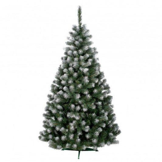 Brad artificial de Craciun IdealSTORE, cu varfuri ninse, verde - alb, Inaltime 120 cm, diametru 80 cm, 169 de crengute