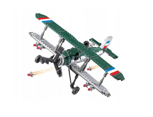Set de constructie idealSTORE The Army Plane, Echipat cu 402 elemente cu tema militara, Exerseaza abilitati manuale, Dezvolta concentrarea si imaginatia