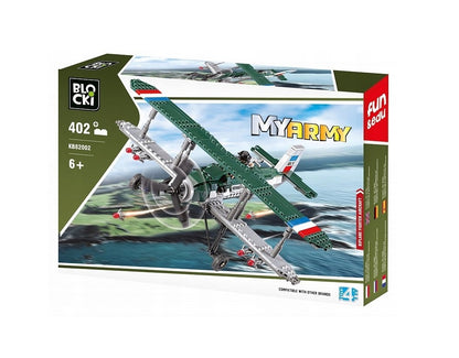 Set de constructie idealSTORE The Army Plane, Echipat cu 402 elemente cu tema militara, Exerseaza abilitati manuale, Dezvolta concentrarea si imaginatia