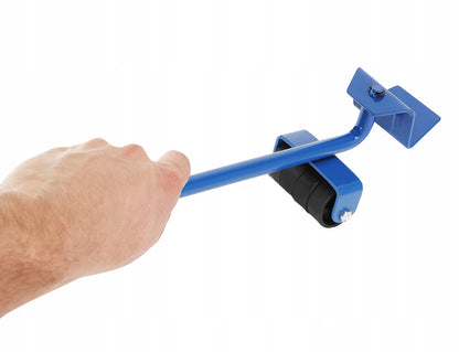 Set Mutare si Transport Mobilier idealStore MovingKit, contine 4 Suporti cu 8 roti, Levier din Otel cu Maner Cauciucat, Greutate maxima 150 Kg