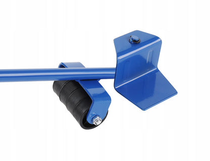 Set Mutare si Transport Mobilier idealStore MovingKit, contine 4 Suporti cu 8 roti, Levier din Otel cu Maner Cauciucat, Greutate maxima 150 Kg