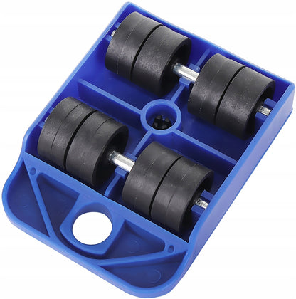 Set Mutare si Transport Mobilier idealStore MovingKit, contine 4 Suporti cu 8 roti, Levier din Otel cu Maner Cauciucat, Greutate maxima 150 Kg