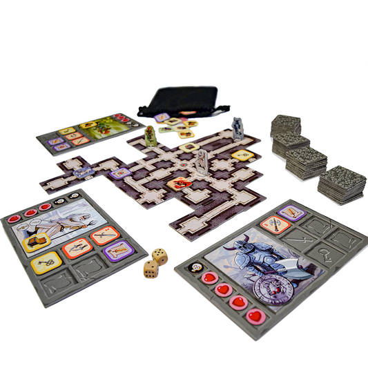 Joc de Societat-Karak idealSTORE, Include 80 de Catacombe, Figurine Eroi, Carti, Plase de Inventar, Jetoane Monstrii, Cufere, Schelete, Razboinici, Sobolani, Mumii, Zaruri, Manual Instructiuni