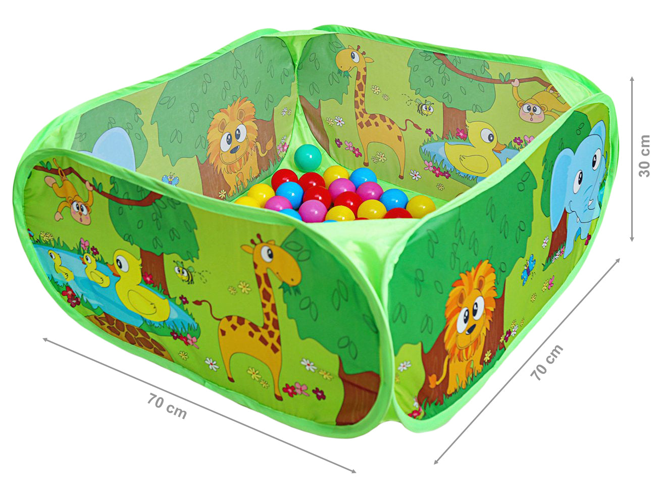 Centru de activitati interactiv stil Tarc de Joaca IDL, Mica Jungla pentru bebelusi, accesorizat desene viu colorate ce stimuleaza imaginatia celor mici in timp ce se joaca, Alaturi de 100bile CADOU