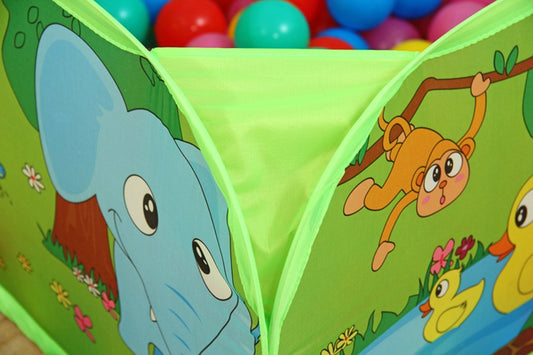 Centru de activitati interactiv stil Tarc de Joaca IDL, Mica Jungla pentru bebelusi, accesorizat desene viu colorate ce stimuleaza imaginatia celor mici in timp ce se joaca, Alaturi de 100bile CADOU