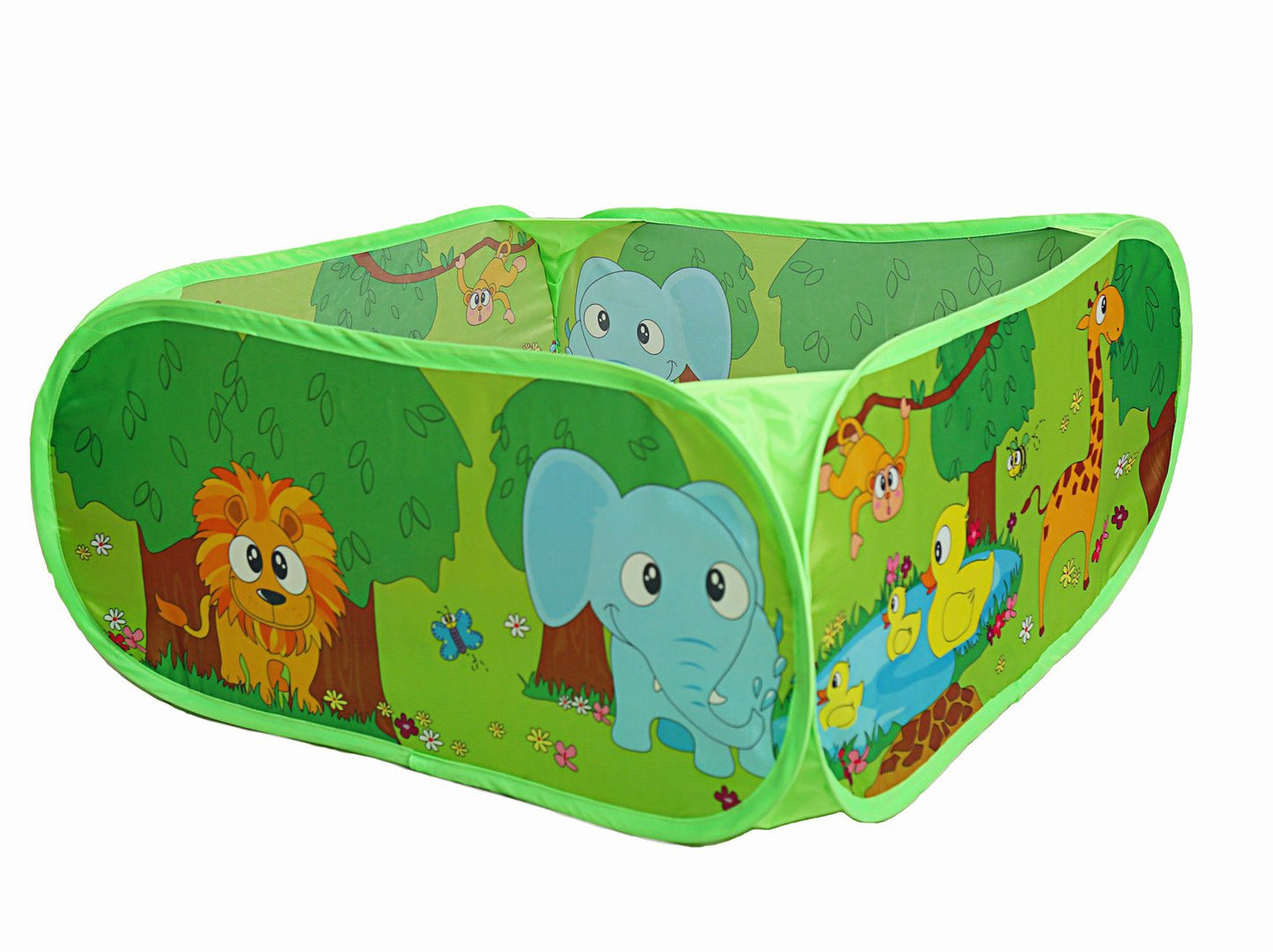 Centru de activitati interactiv stil Tarc de Joaca IDL, Mica Jungla pentru bebelusi, accesorizat desene viu colorate ce stimuleaza imaginatia celor mici in timp ce se joaca, Alaturi de 100bile CADOU