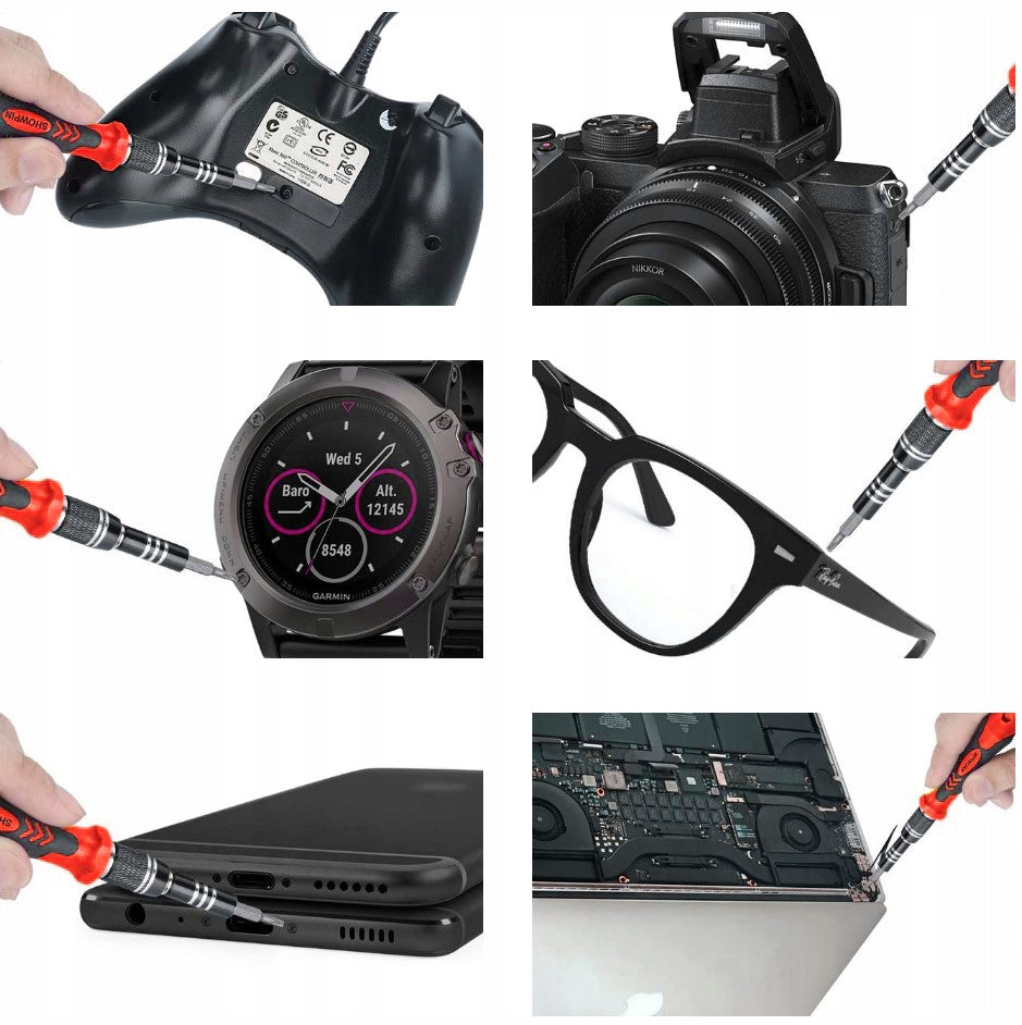 Set Surubelnite de Precizie idealStore 110 in 1, Material Crom Vanadiu, cu Magnetizor, Ventuza, Penseta, Carcasa cu Doua Fete, pentru Reparatia Dispozitivelor Electronice, Optice, Ceasornicarie