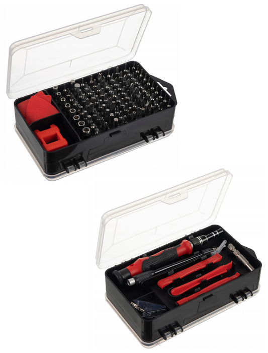 Set Surubelnite de Precizie idealStore 110 in 1, Material Crom Vanadiu, cu Magnetizor, Ventuza, Penseta, Carcasa cu Doua Fete, pentru Reparatia Dispozitivelor Electronice, Optice, Ceasornicarie