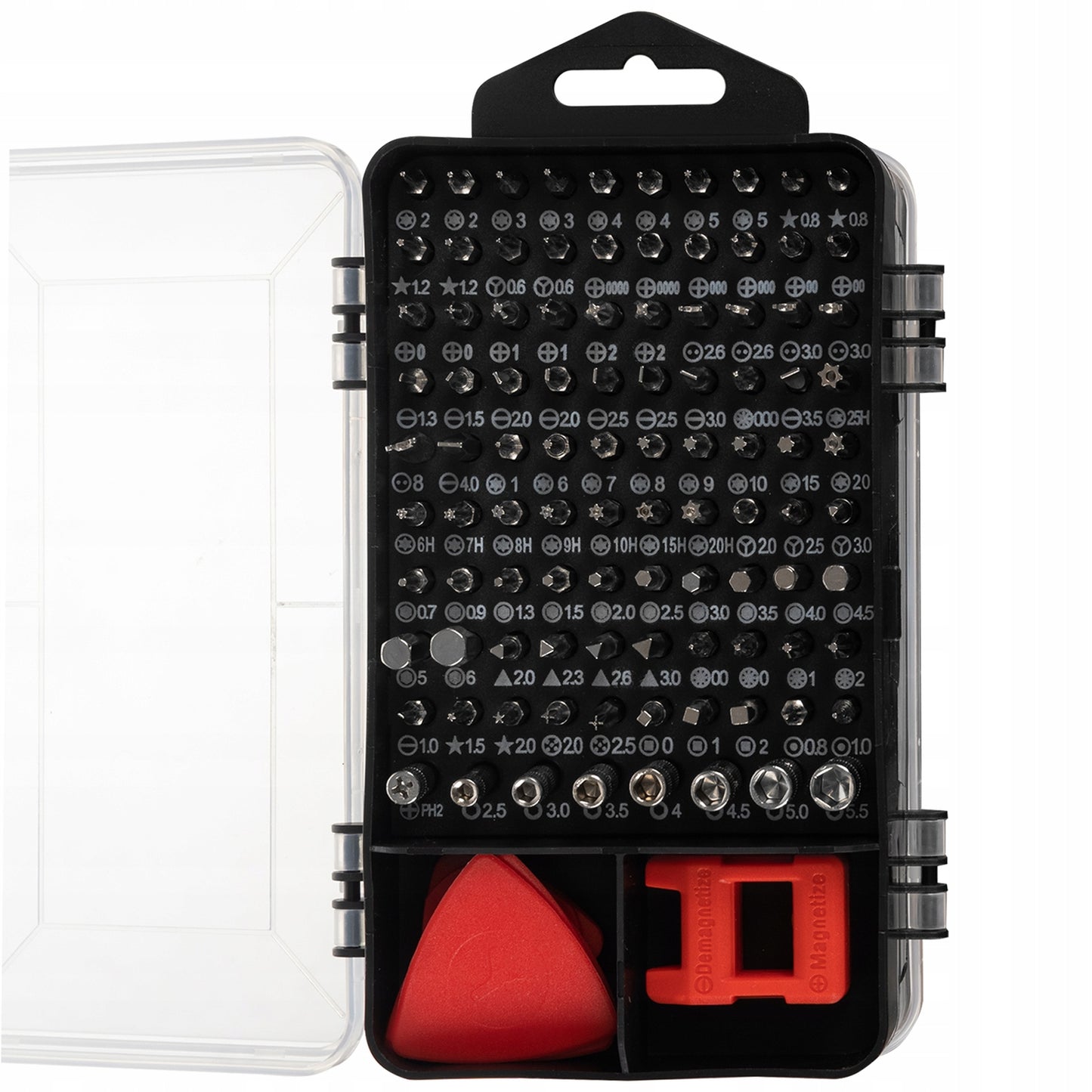 Set Surubelnite de Precizie idealStore 110 in 1, Material Crom Vanadiu, cu Magnetizor, Ventuza, Penseta, Carcasa cu Doua Fete, pentru Reparatia Dispozitivelor Electronice, Optice, Ceasornicarie