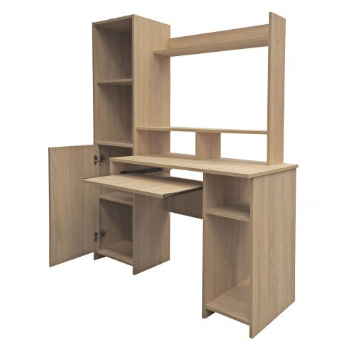 Birou calculator idealSTORE Ankara culoare Sonoma, conceput pentru perete si spatii inguste, dimensiune 130 x 160 x 51 cm, design modern, creeaza un ambient modern si primitor