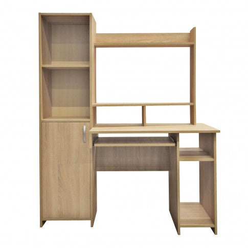 Birou calculator idealSTORE Ankara culoare Sonoma, conceput pentru perete si spatii inguste, dimensiune 130 x 160 x 51 cm, design modern, creeaza un ambient modern si primitor