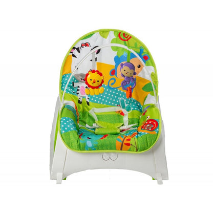 Balansoar si Scaun 3 in 1 cu Vibratii Relaxante, 'Happy Jungle', 8 Melodii, Bara de Activitati cu Jucarii, Husa detasabila si lavabila, Centuri de Siguranta, 0-18 kg