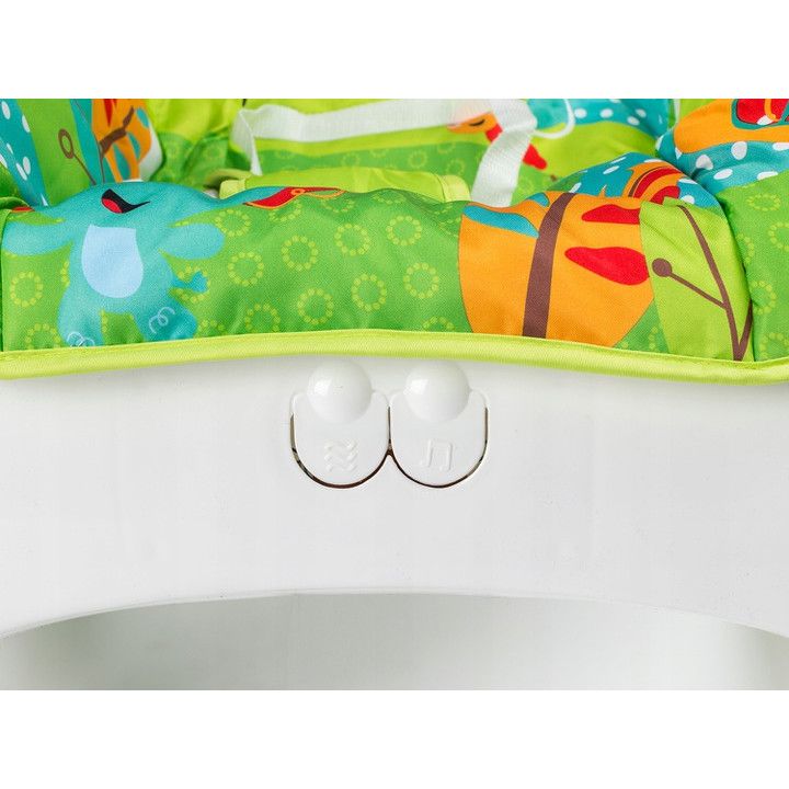 Balansoar si Scaun 3 in 1 cu Vibratii Relaxante, 'Happy Jungle', 8 Melodii, Bara de Activitati cu Jucarii, Husa detasabila si lavabila, Centuri de Siguranta, 0-18 kg