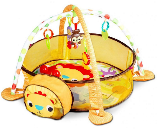 Centru de activitati interactiv IDL, Micul Leu cu 30 de bile colorate, Accesorizat cu jucarii simbolice in miscare, Permite dezvoltarea imaginatiei si stimuleaza capacitatea de concentrare a micutilor, Galben