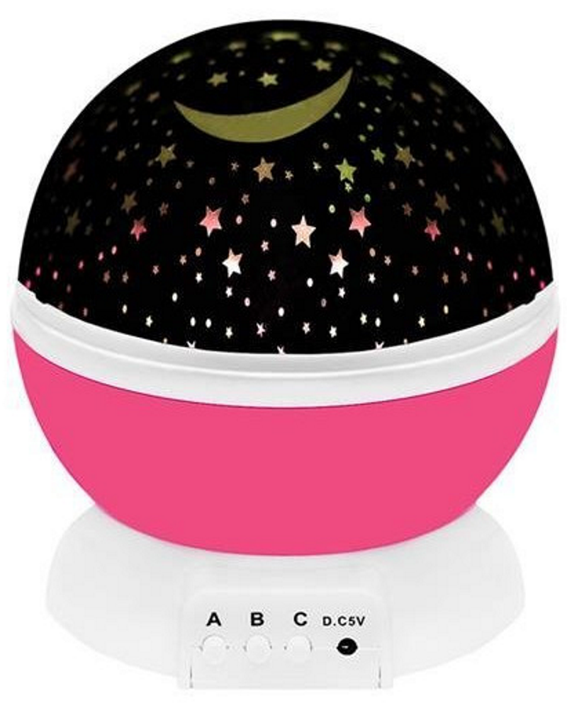 Lampa cu proiector Ideal Store cu baterie, Proiectarea stelelor pentru o adormire rapida a copilului, Perfect pentru camera copiilor, Roz
