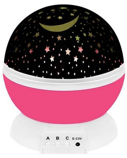 Lampa cu proiector Ideal Store cu baterie, Proiectarea stelelor pentru o adormire rapida a copilului, Perfect pentru camera copiilor, Roz