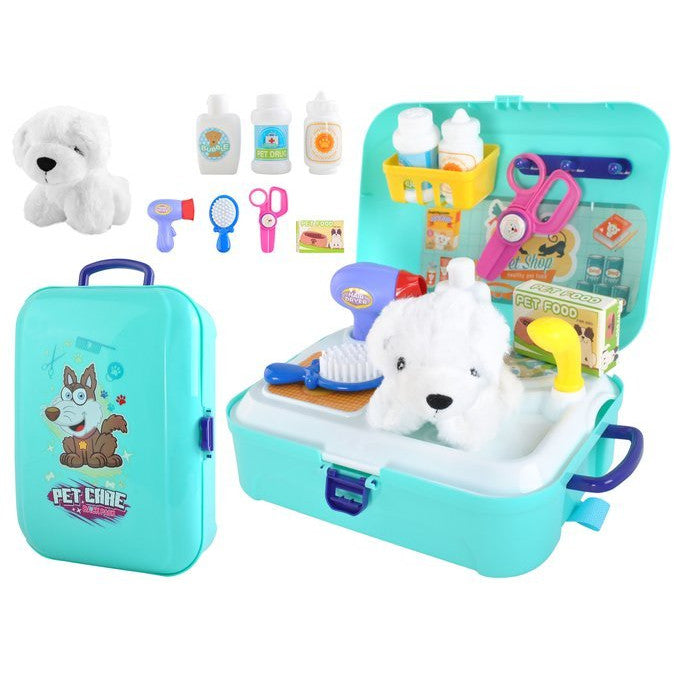 Kit de infrumusetare pentru Catelus idealStore Fashion Dog, cu Perie, Uscator, Foarfece, dezvolta Responsabilitatea si Ingrijirea Animalutelor de Companie