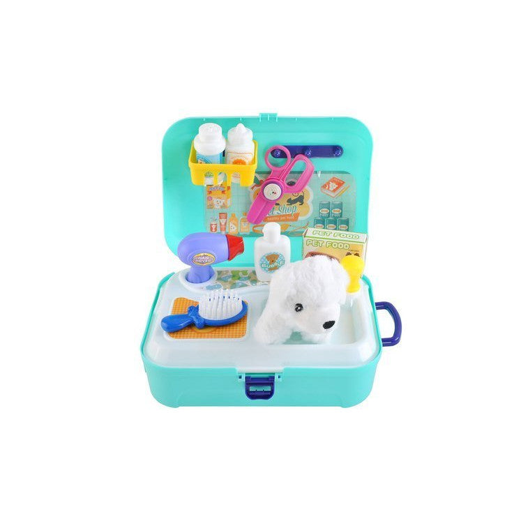 Kit de infrumusetare pentru Catelus idealStore Fashion Dog, cu Perie, Uscator, Foarfece, dezvolta Responsabilitatea si Ingrijirea Animalutelor de Companie