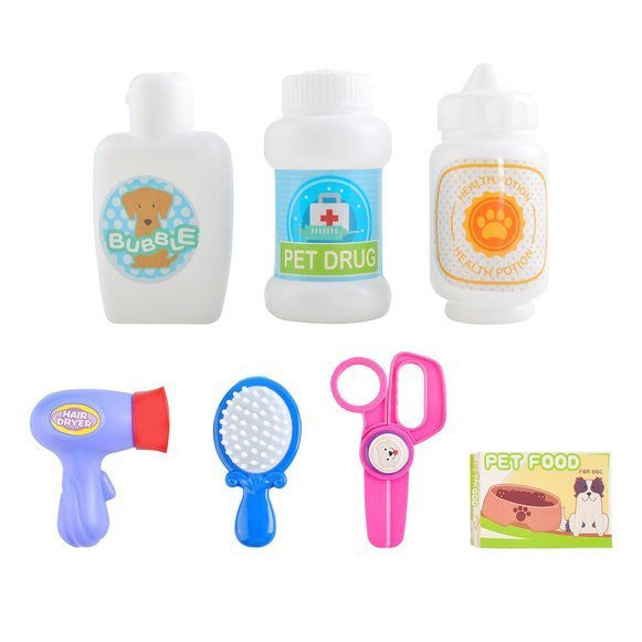 Kit de infrumusetare pentru Catelus idealStore Fashion Dog, cu Perie, Uscator, Foarfece, dezvolta Responsabilitatea si Ingrijirea Animalutelor de Companie