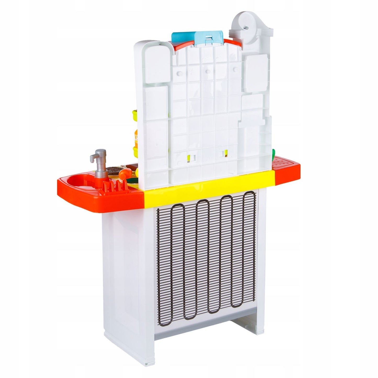 Bucatarie MULTIFUNCTIONALA IDL Candy Pink, 95 CM Inaltime, Efecte luminoase si sonore, Dotata cu accesorii simbolice: aragaz, frigider, cuptor, vesela, produse alimentare, Maro