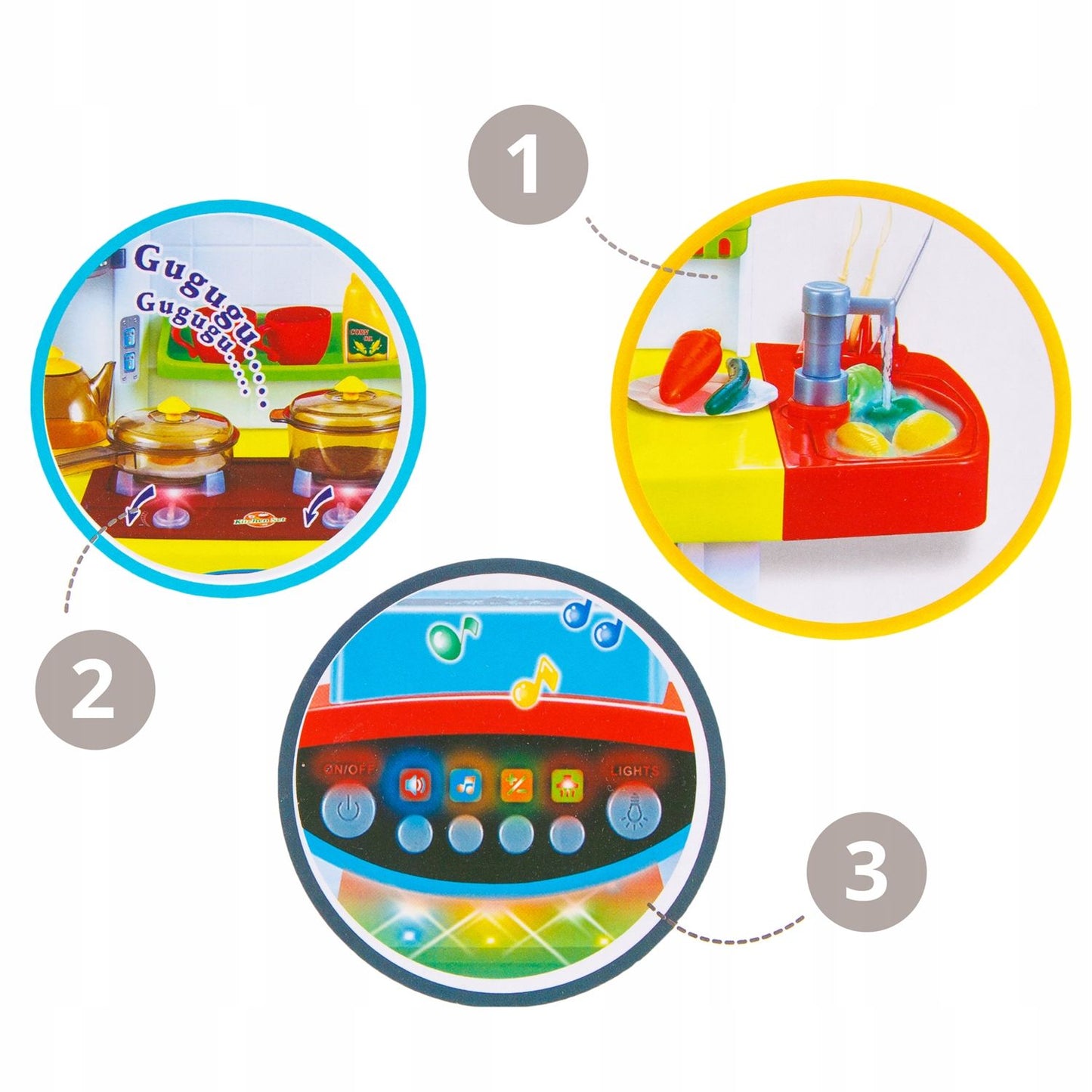 Bucatarie MULTIFUNCTIONALA IDL Candy Pink, 95 CM Inaltime, Efecte luminoase si sonore, Dotata cu accesorii simbolice: aragaz, frigider, cuptor, vesela, produse alimentare, Maro