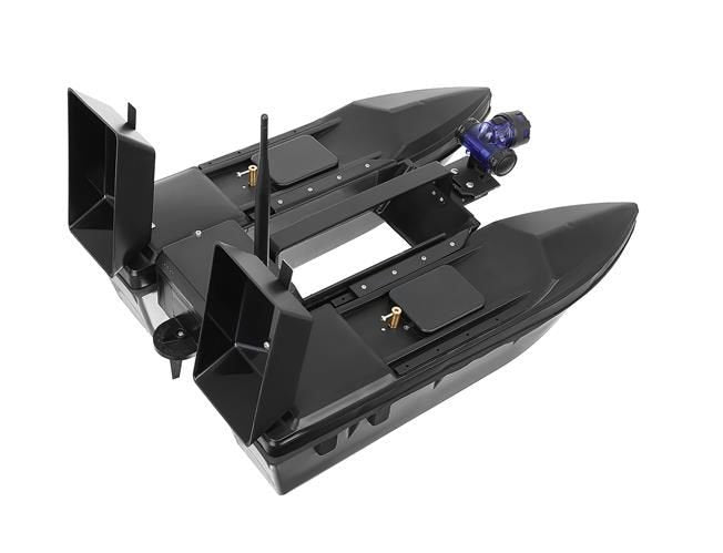 Barca idealSTORE de pescuit, Plantat momeala cu telecomanda, Dimensiuni 50 x 35 x 23 cm, Include 2 cuve, telecomanda, antena detasabila, Autonomie 500m, Baterie 5200mH/ 7,4V x2