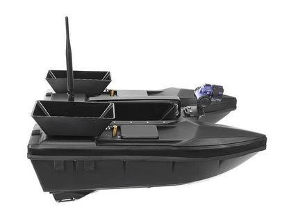 Barca idealSTORE de pescuit, Plantat momeala cu telecomanda, Dimensiuni 50 x 35 x 23 cm, Include 2 cuve, telecomanda, antena detasabila, Autonomie 500m, Baterie 5200mH/ 7,4V x2