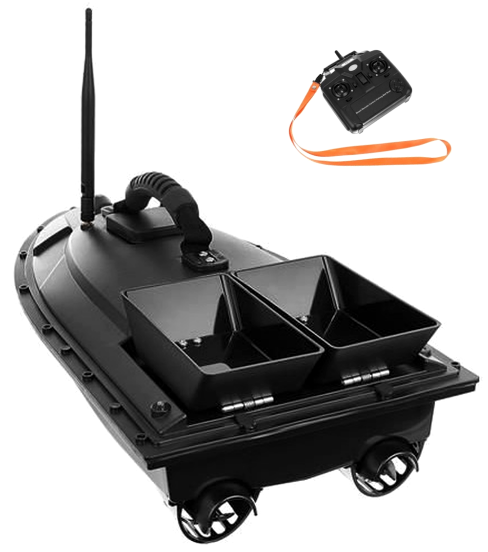 Barca idealSTORE de pescuit Dimensiuni 55 x 27 x 16 cm, Include telecomanda, antena detasabila, baterie, Autonomie 300m, Baterie 5200AH/ 7,4V, Timp de lucru 2,5h, Semnalizare lumina