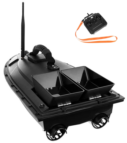 Barca idealSTORE de pescuit Dimensiuni 55 x 27 x 16 cm, Include telecomanda, antena detasabila, baterie, Autonomie 300m, Baterie 5200AH/ 7,4V, Timp de lucru 2,5h, Semnalizare lumina