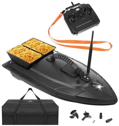 Barca idealSTORE de pescuit Dimensiuni 55 x 27 x 16 cm, Include telecomanda, antena detasabila, baterie, Autonomie 300m, Baterie 5200AH/ 7,4V, Timp de lucru 2,5h, Semnalizare lumina