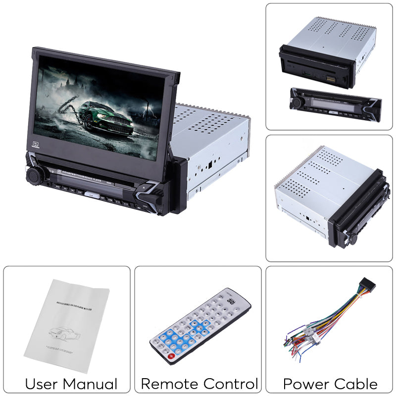 DVD Media Player 7', cu touchscreen, MP3, MP4, bluetooth, 1 Din, ecran detasabil, telecomanda, 16Gb