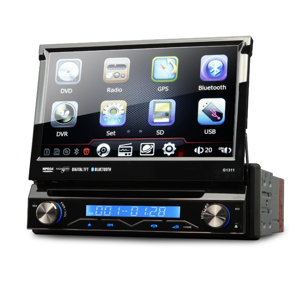 DVD Media Player 7', cu touchscreen, MP3, MP4, bluetooth, 1 Din, ecran detasabil, telecomanda, 16Gb