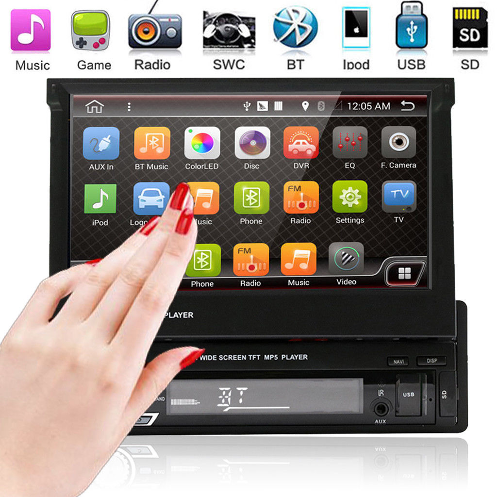 DVD Media Player 7', cu touchscreen, MP3, MP4, bluetooth, 1 Din, ecran detasabil, telecomanda, 16Gb
