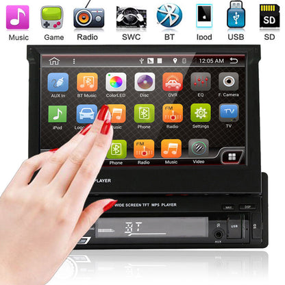 DVD Media Player 7', cu touchscreen, MP3, MP4, bluetooth, 1 Din, ecran detasabil, telecomanda, 16Gb
