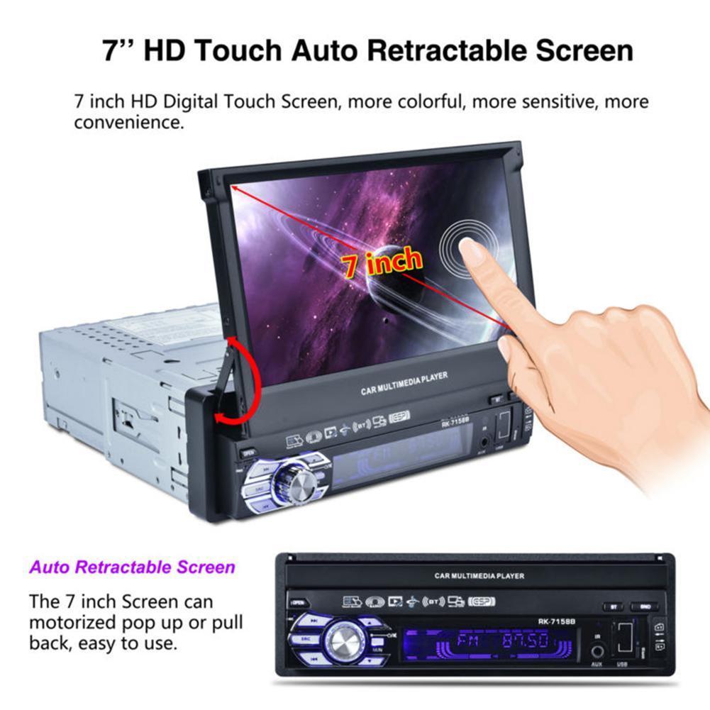 DVD Media Player 7', cu touchscreen, MP3, MP4, bluetooth, 1 Din, ecran detasabil, telecomanda, 16Gb