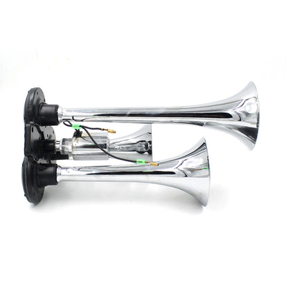 Claxon auto cu 3 goarne metalice, tensiune electrovalva 24 V, Sunet puternic 150 dB