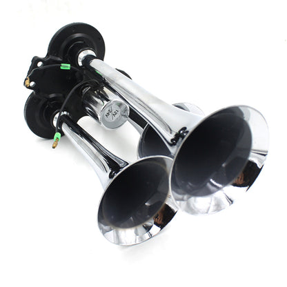 Claxon auto cu 3 goarne metalice, tensiune electrovalva 24 V, Sunet puternic 150 dB