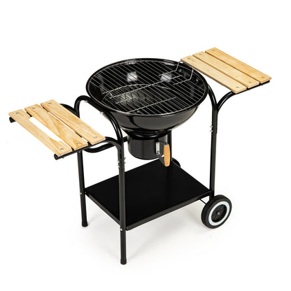 Gratar de Gradina cu Capac King Grill idealStore, Constructie Metalica Stabila, Mare Cromat 40 cm, Suport pentru Cenusa, Roti Incorporate, Sistem de Reglare al Temperaturii, Perfect pentru Terasa sau Gradina