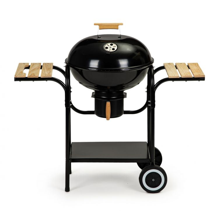 Gratar de Gradina cu Capac King Grill idealStore, Constructie Metalica Stabila, Mare Cromat 40 cm, Suport pentru Cenusa, Roti Incorporate, Sistem de Reglare al Temperaturii, Perfect pentru Terasa sau Gradina