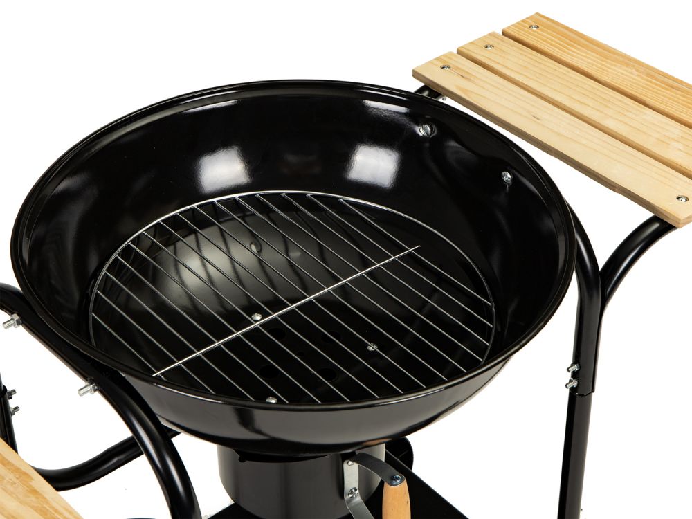 Gratar de Gradina cu Capac King Grill idealStore, Constructie Metalica Stabila, Mare Cromat 40 cm, Suport pentru Cenusa, Roti Incorporate, Sistem de Reglare al Temperaturii, Perfect pentru Terasa sau Gradina